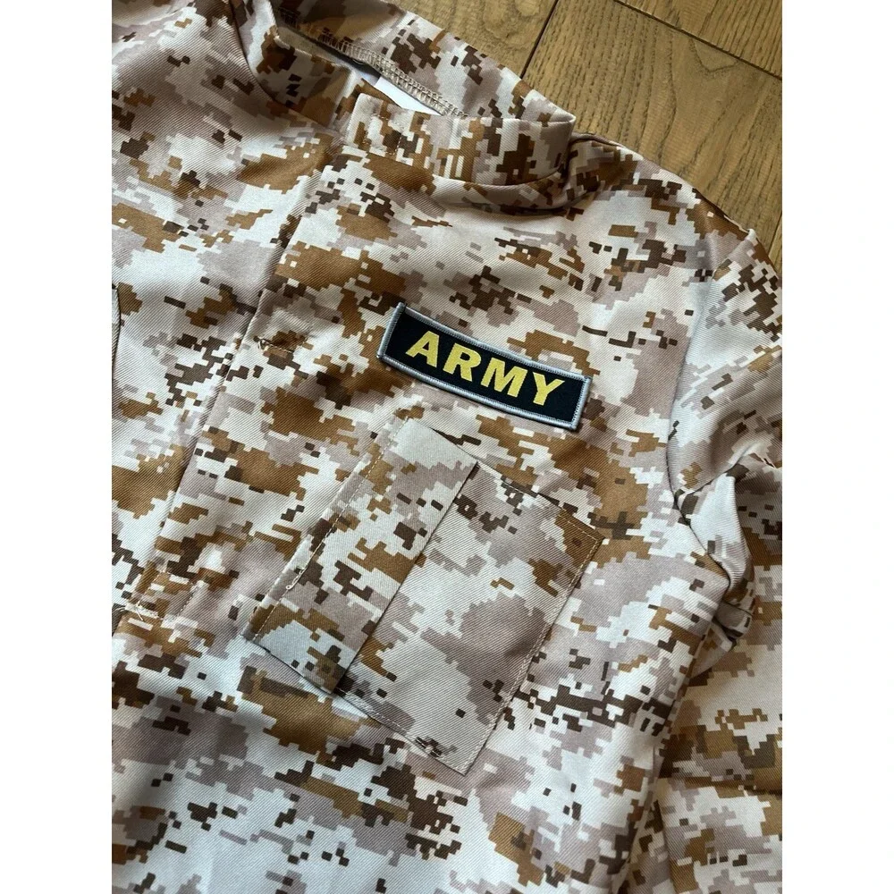 Army Military Combat Costume Kids Large Halloween + Accessories Open Box New